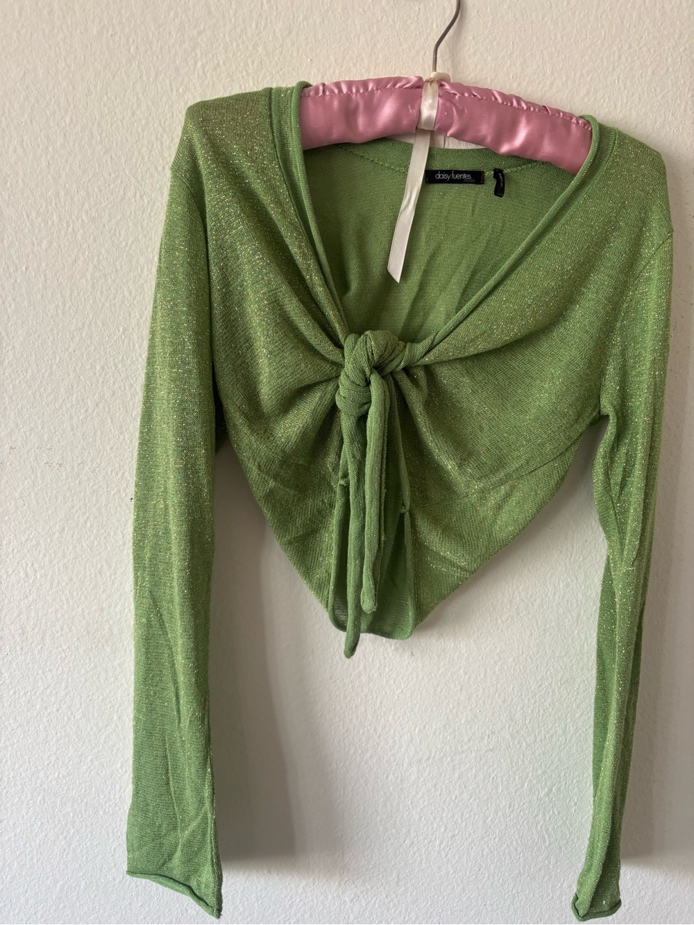 Tinkerbell Style Green glitter Summer Tie up cardigan